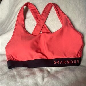 Under Armour Pink and Black Sports Bra Moisture-Wicking Racerback